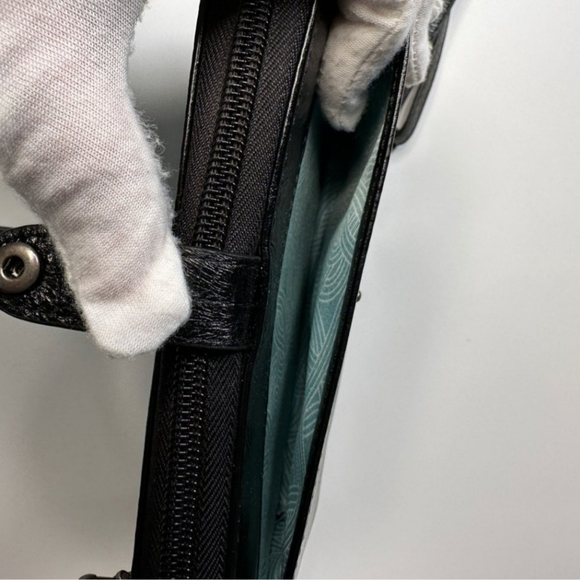 The Sak Black Leather Cell Phone Zip Around Wallet Crossbody Wristlet Clutch - Picture 9 of 12